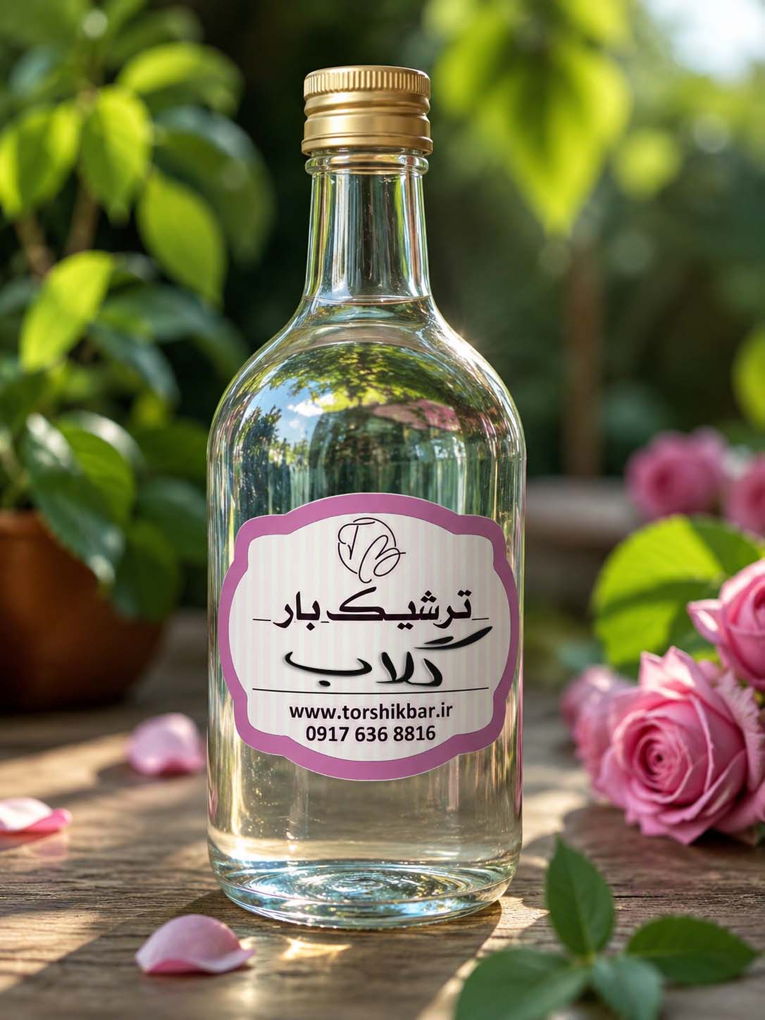 گلاب دو آتیشه ۱ لیتری - عطر غلیظ و سنتی - بدون مواد نگهدارنده